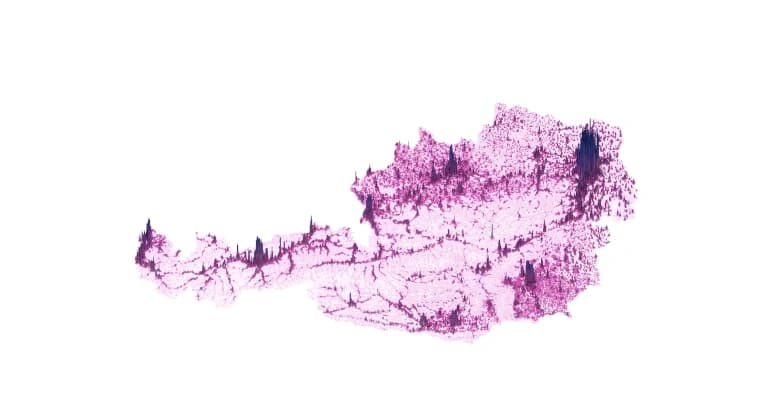 Austria mapa gęstości zaludnienia