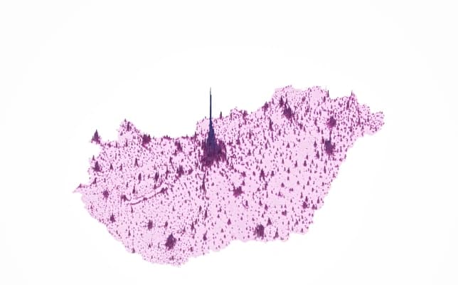 Węgry mapa gęstości zaludnienia