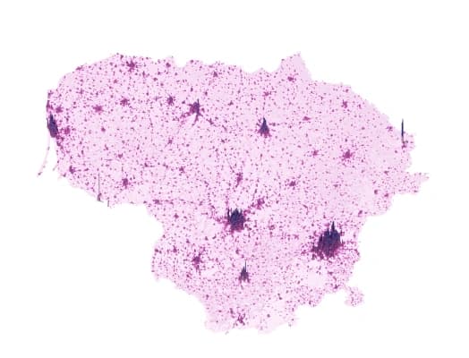 Litwa mapa gęstości zaludnienia