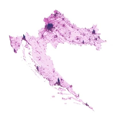 Chorwacja mapa gęstości zaludnienia