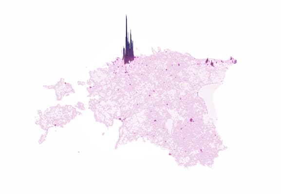 Estonia mapa gęstości zaludnienia