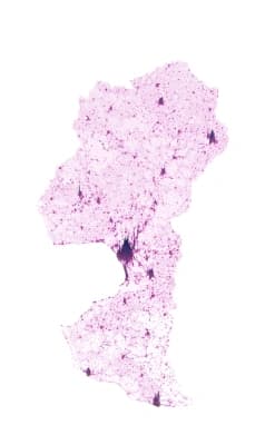 Łotwa mapa gęstości zaludnienia